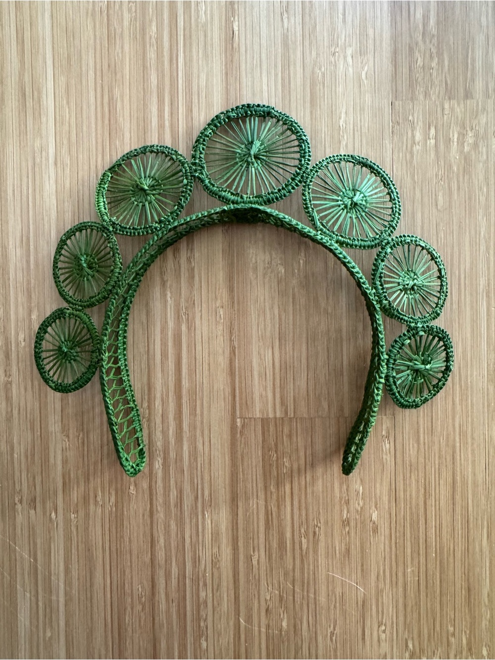 Green Woven Circle Headband handmade
